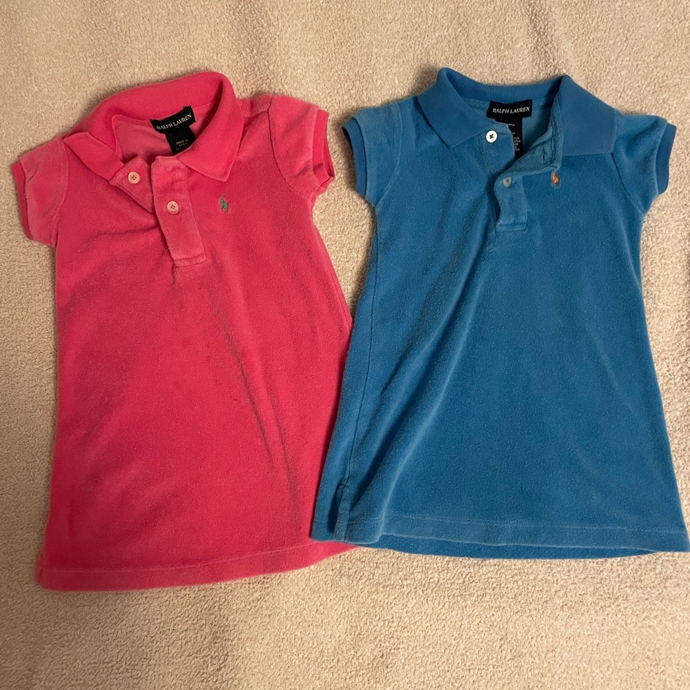 Bundle of 2 Polo Ralph Lauren baby dresses - pink and blue - 18 months